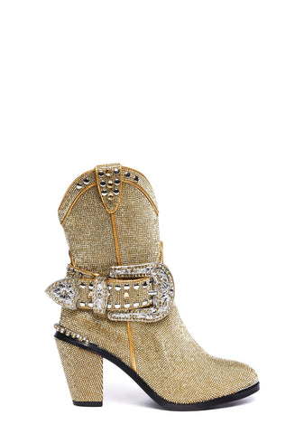 Sheriff Shine Cowboy Boots - Gold