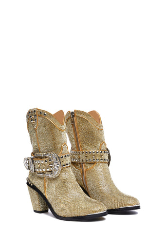 Sheriff Shine Cowboy Boots - Gold