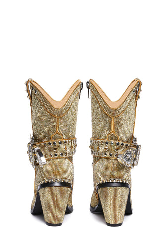 Sheriff Shine Cowboy Boots - Gold