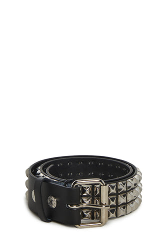 Noir Belt With Pyramid Studs