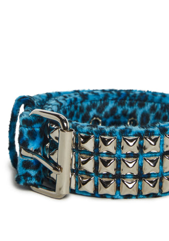 Cheetah Print Belt With Pyramid Studs