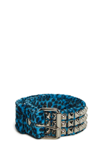 Cheetah Print Belt With Pyramid Studs