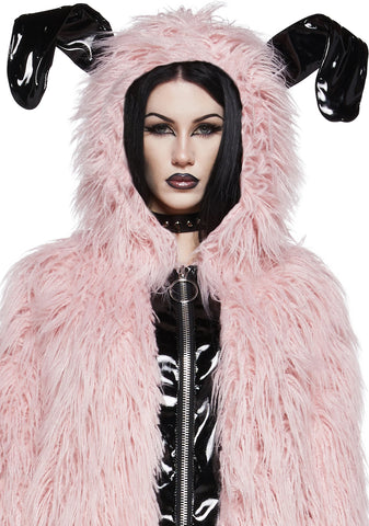 Nocturnal Critter Faux Fur Jacket