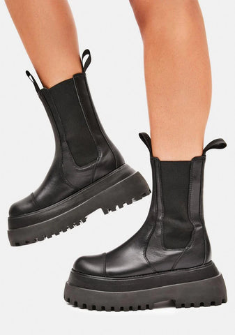 Reverb Unisex Leather Moto Chelsea Boots