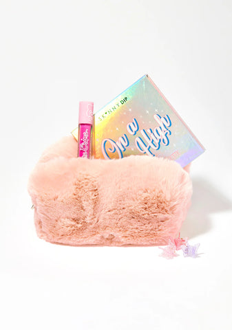 Cotton Candy Faux Fur Makeup Bag
