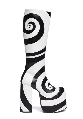 How Sweet It Is Platform Boots - Black/White