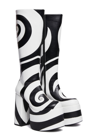 How Sweet It Is Platform Boots - Black/White