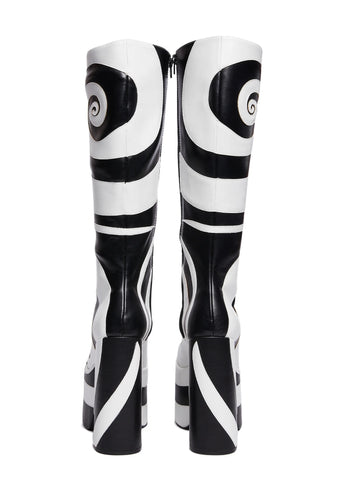 How Sweet It Is Platform Boots - Black/White