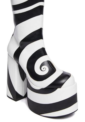 How Sweet It Is Platform Boots - Black/White