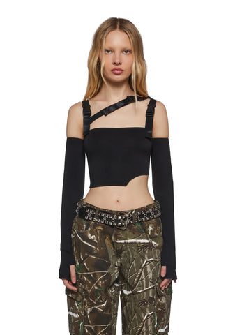 Shut Up Touch Me Strappy Crop Top