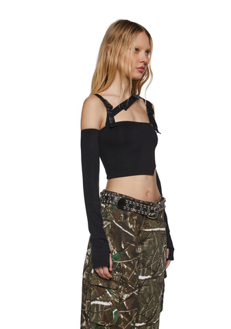 Shut Up Touch Me Strappy Crop Top