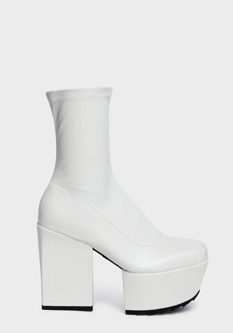 White Pretty Please Platform Boots