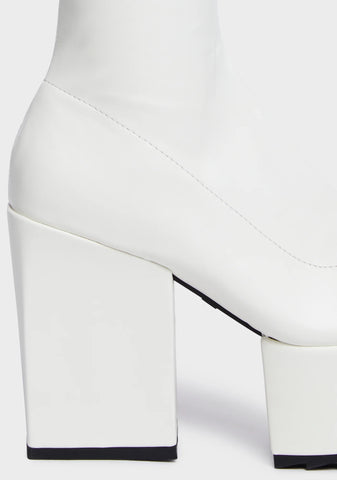 White Pretty Please Platform Boots