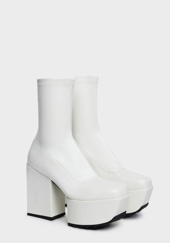 White Pretty Please Platform Boots