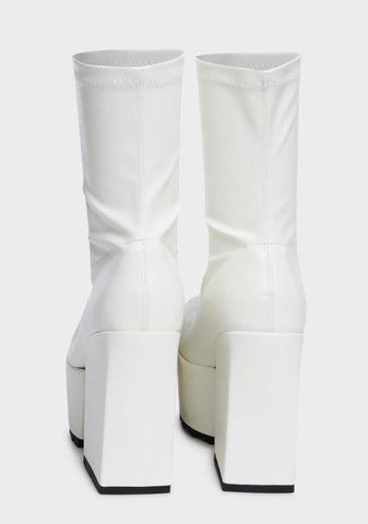 White Pretty Please Platform Boots