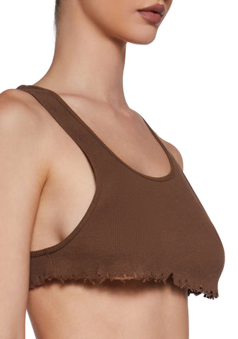 No Regulations Crop Tank - Brown