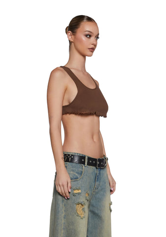 No Regulations Crop Tank - Brown