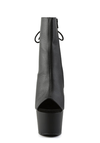 Adore-1018 Platform Ankle Boots-Black PU