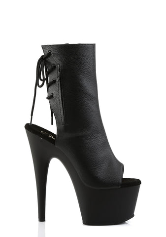 Adore-1018 Platform Ankle Boots-Black PU