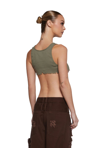 No Regulations Crop Tank - Green