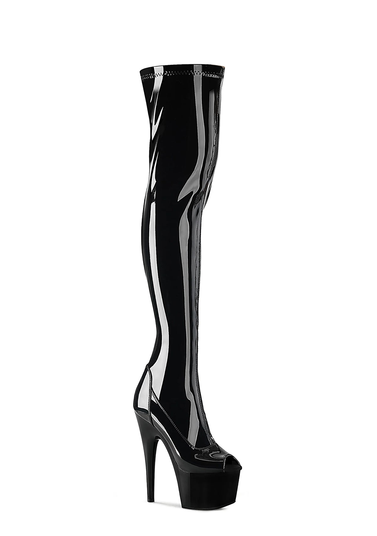 Adore-3011 Platform Thigh High Boots-Black