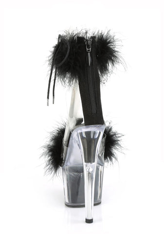Adore-724F Platform Marabou Ankle Cuff Sandals-Black