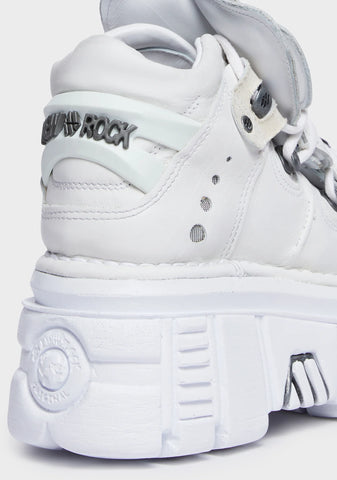 White Metallic S53 Leather Sneakers
