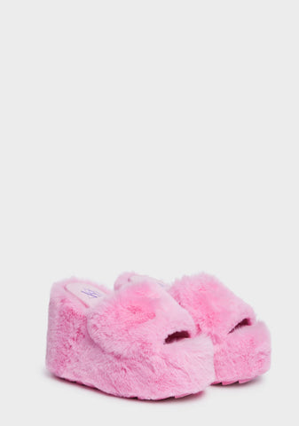 Pink Gravity Faux Fur Sandals