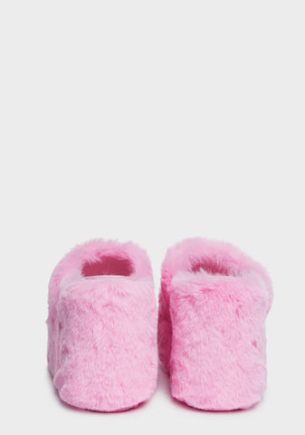 Pink Gravity Faux Fur Sandals