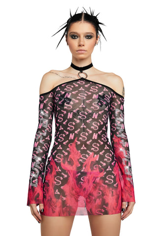 Flame Monogram Mini Dress