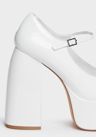 White Sweet Attitude Platform Heels