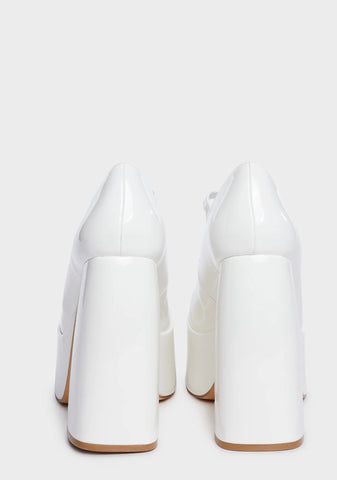 White Sweet Attitude Platform Heels