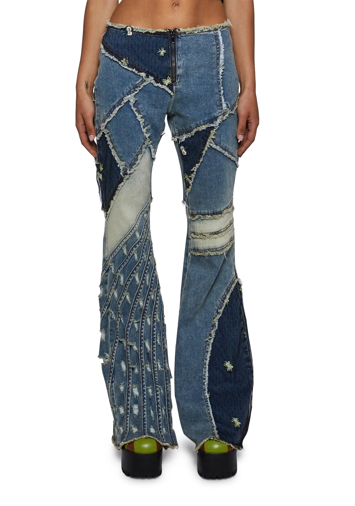 Stone Raise The Vibration Patchwork Flares