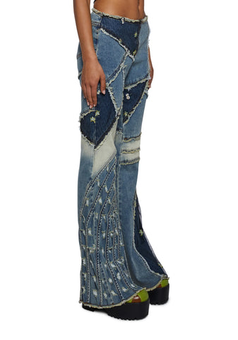 Stone Raise The Vibration Patchwork Flares