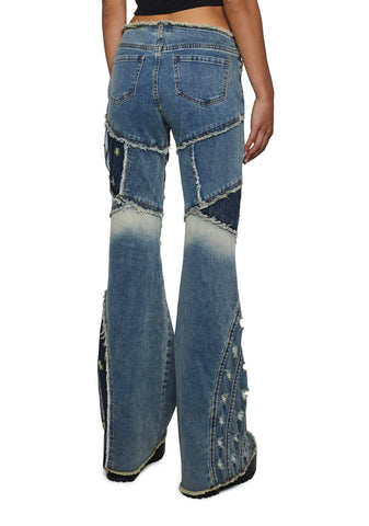 Stone Raise The Vibration Patchwork Flares