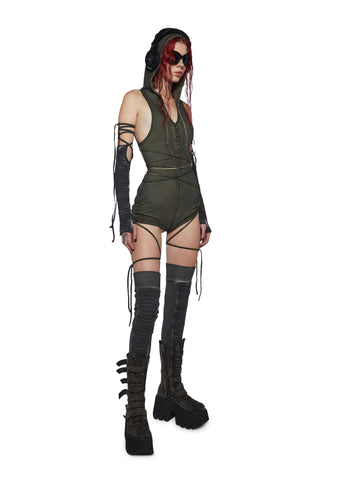 Distortion Hooded Racerback Romper