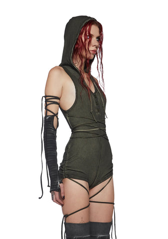 Distortion Hooded Racerback Romper