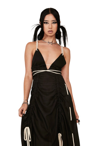 Distortion Rope Lace-Up Midi Dress