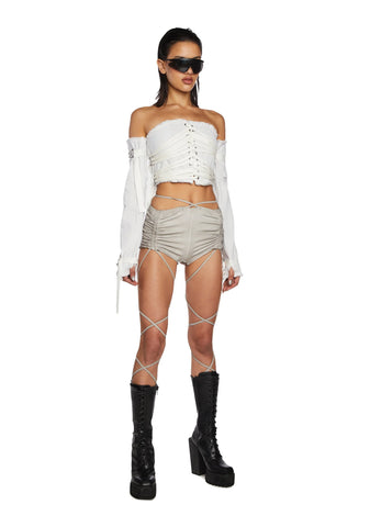 Distortion Lace-Up Corset And Gloves Set