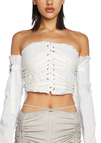 Distortion Lace-Up Corset And Gloves Set