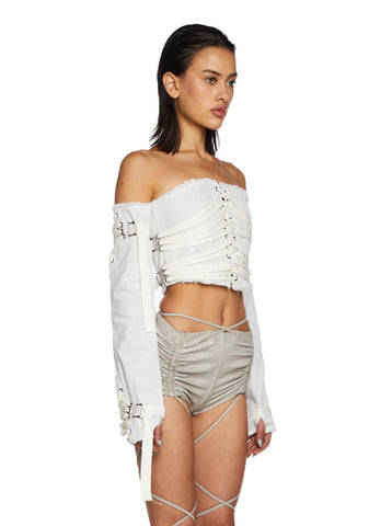 Distortion Lace-Up Corset And Gloves Set