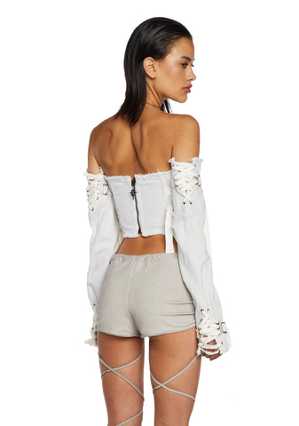 Distortion Lace-Up Corset And Gloves Set