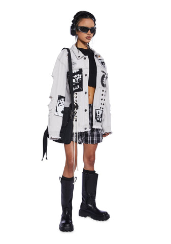 Distortion Unisex Distressed Denim Jacket