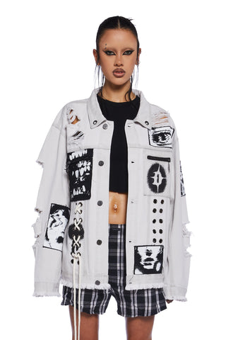 Distortion Unisex Distressed Denim Jacket