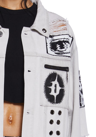 Distortion Unisex Distressed Denim Jacket