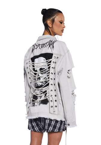 Distortion Unisex Distressed Denim Jacket