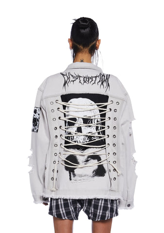 Distortion Unisex Distressed Denim Jacket