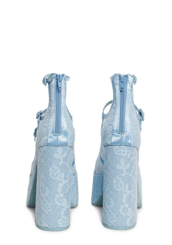 Smiling Melody Platform Heels - Light Blue