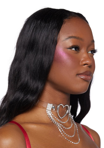 Rich In Love Rhinestone Heart Choker
