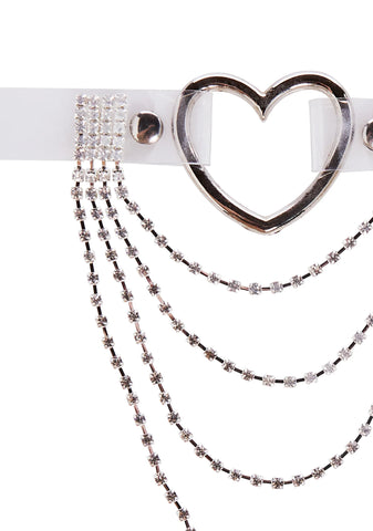Rich In Love Rhinestone Heart Choker